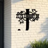 Custom Metal Floral Monogram Split Letter J Metal Address Sign House number Hanging Address Plaque Yard Sign Outdoor decor
