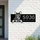 Custom Metal Bengal Cute peeking cat kitten Metal Address Sign, House number, Outdoor Number Signage, Yard Sign Address Plate
