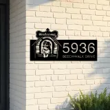 Custom Metal Border Collie dog puppy welcome Metal Address Sign, House number, Outdoor Number Signage, Yard Sign Address Plate