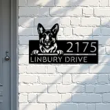 Custom Metal German Shepherd dog Puppy Metal Address Sign House number Hanging Address Plaque Yard Sign Outdoor decor