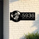 Custom Metal Astronaut on globe spaceman adventure Address Sign House number Hanging Address Plaque Yard Sign Outdoor Sign