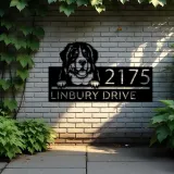 Custom Metal Berne cattle dog Puppy Metal Address Sign House number Hanging Address Plaque Yard Sign Outdoor decor