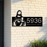 Custom Metal Jesus Christ Christian God Metal Address Sign, House number, Outdoor Number Signage, Yard Sign Address Plate