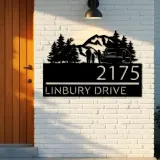Custom Metal Camping trailer mountain pine tree Metal Address Sign, House number, Outdoor Number Signage, Yard Sign Address Plate
