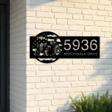Custom Metal Farmer on tractor on US flag Metal Address Sign, House number, Outdoor Number Signage, Yard Sign Address Plate
