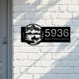 Custom Metal Fishing on Boat Metal Address Sign Custom House number Hanging Address Plaque Yard Sign Outdoor