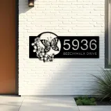 Custom Metal Butterfly flowers Metal Address Sign, House number, Outdoor Number Signage, Yard Sign Address Plate002