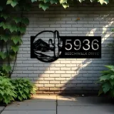 Custom Metal Cactus mountain scene wild life Metal Address Sign, House number, Outdoor Number Signage, Yard Sign Address Plate