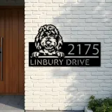 Custom Metal Goldendoodles dog Cute puppy Metal Address Sign House number Hanging Address Plaque Yard Sign Outdoor decor