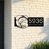 Custom Metal Trevally fishing rod bait hook Metal Address Sign, House number, Outdoor Number Signage, Yard Sign Address Plate