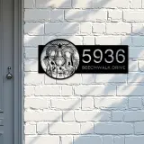 Custom Metal Holy Family Chritian Jesus Christ Metal Address Sign, House number, Outdoor Number Signage, Yard Sign Address Plate