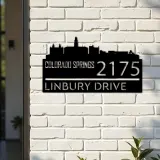 Custom Metal Colorado Springs city skyline Metal Address Sign Hanging Address Plaque house number Yard Outdoor Sign