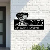 Custom Metal Catahoula dog US flag glasses Metal Address Sign House number Hanging Address Plaque Yard Sign Outdoor decor
