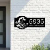 Custom Metal Wave Metal Address Sign, House number, Outdoor Number Signage, Yard Sign Address Plate