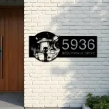 Custom Metal Alien on the Desert UFO Metal Address Sign House number Hanging Address Plaque Yard Sign Outdoor