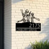 Custom Metal Cricket player sport Metal Address Sign, House number, Outdoor Number Signage, Yard Sign Address Plate