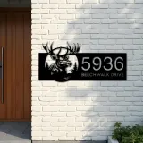 Custom Metal Deer elk forest wildlife Metal Address Sign Custom House Number Hanging Address Plaque Yard Sign Outdoor Sign