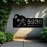 Custom Metal Witch haunted house halloween Metal Address Sign House number Hanging Address Plaque Yard Outdoor Sign