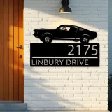 Custom Metal Muscle sport car Metal Address Sign, House number, Outdoor Number Signage, Yard Sign Address Plate