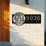 Custom Metal Holy Family Chritian Jesus Christ Metal Address Sign, House number, Outdoor Number Signage, Yard Sign Address Plate