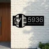 Custom Metal Music piano Metal Address Sign, House number, Outdoor Number Signage, Yard Sign Address Plate