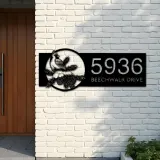Custom Metal Northern cardinal bird Metal Address Sign, House number, Outdoor Number Signage, Yard Sign Address Plate