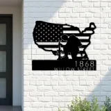 Custom Metal Soldier American Flag Patriotic Army Metal Address Sign, House number, Outdoor Number Signage, Yard Sign Address Plate