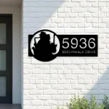 Custom Metal Jazz band musician Metal Address Sign, House number, Outdoor Number Signage, Yard Sign Address Plate
