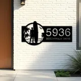 Custom Metal Longboard male Surfer Metal Address Sign, House number, Outdoor Number Signage, Yard Sign Address Plate