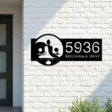 Custom Metal Yin Yang Yoga Namaste Metal Address Sign, House number, Outdoor Number Signage, Yard Sign Address Plate
