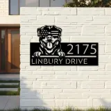Custom Metal Rottweiler dog US flag glasses Metal Address Sign House number Hanging Address Plaque Yard Sign Outdoor decor