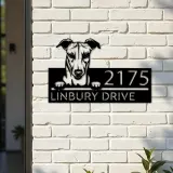 Custom Metal Greyhound dog Cute puppy Metal Address Sign House number Hanging Address Plaque Yard Sign Outdoor decor