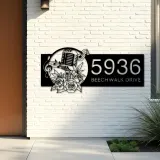 Custom Metal Floral microphone Musical notes Metal Address Sign, House number, Outdoor Number Signage, Yard Sign Address Plate