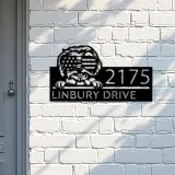 Custom Metal Maltese dog US flag glasses Metal Address Sign House number Hanging Address Plaque Yard Sign Outdoor decor