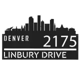 Custom Metal Denver city skyline Metal Address Sign Hanging Address Plaque house number Yard Outdoor Sign