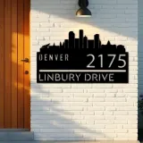 Custom Metal Denver city skyline Metal Address Sign Hanging Address Plaque house number Yard Outdoor Sign