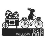 Custom Metal Bunny Easter Eggs trailer rabbit Metal Address Sign, House number, Outdoor Number Signage, Yard Sign Address Plate