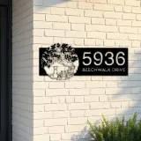 Custom Metal Tree of life with dog Metal Address Sign, House number, Outdoor Number Signage, Yard Sign Address Plate