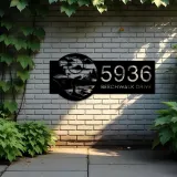 Custom Metal Golf club Golfer Metal Address Sign Custom House Number Hanging Address Plaque Yard Sign Outdoor Sign