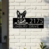 Custom Metal German Shepherd dog Puppy Metal Address Sign House number Hanging Address Plaque Yard Sign Outdoor decor