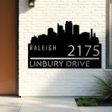 Custom Metal Raleigh city skyline Metal Address Sign Hanging Address Plaque house number Yard Outdoor Sign