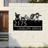 Custom Metal German shepherd cat parrot chicken and goat Metal Address Sign, House number, Outdoor Number Signage, Yard Sign Address Plate