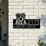 Custom Metal Continental Bulldog dog US glasses Metal Address Sign House number Hanging Address Plaque Yard Sign Outdoor decor