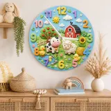 Barnyard Farm Animals Kids Room Wall Clock