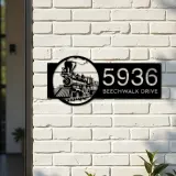 Custom Metal Train Metal Address Sign, House number, Outdoor Number Signage, Yard Sign Address Plate001