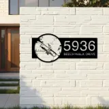Custom Metal Trumpet musical instrument Metal Address Sign Custom House number Hanging Address Plaque Yard Sign Outdoor Sign