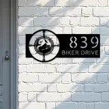 Custom Metal Motorcycle mountain compass Biker Metal Address Sign, House number, Outdoor Number Signage, Yard Sign Address Plate
