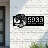 Custom Metal Tree of life couple lovers Address Sign House number Hanging Address Plaque Yard Sign Outdoor Sign
