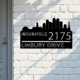 Custom Metal Indianapolis city skyline Metal Address Sign Hanging Address Plaque house number Yard Outdoor Sign