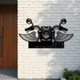 Custom Metal Biker Bike rider Motocycle with wings Metal Address Sign, House number, Outdoor Number Signage, Yard Sign Address Plate